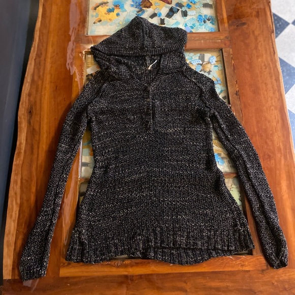 Free People Sweaters - Free People Hooded Grey / Black Sweater